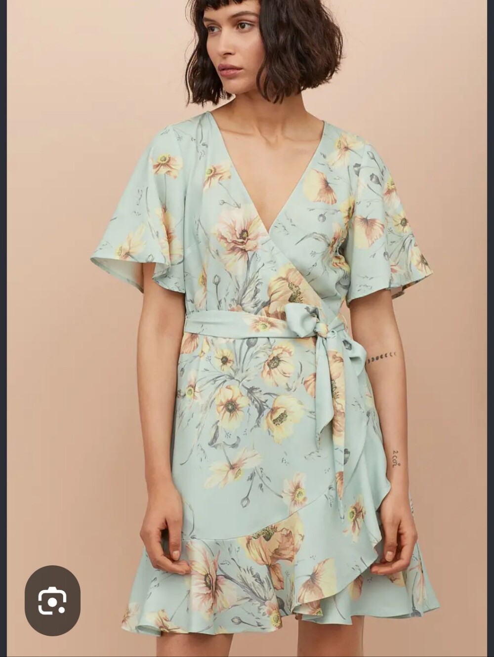 Dex Mint Floral Wrap Mini Dress